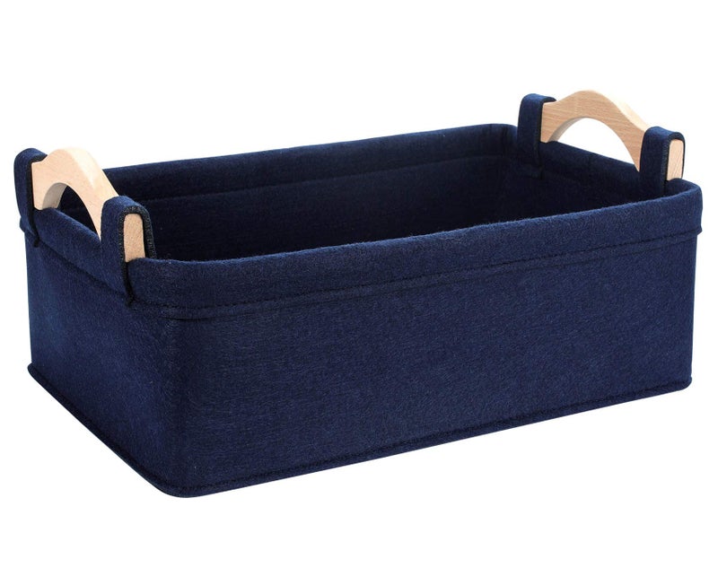 KWLET Short Storage Baskets Small Rectangle Basket Storage Bins Organizer for Candles Controls Remotes DVDs Board Games Seasonal Items Keepsakes Storage Basket - Image 1